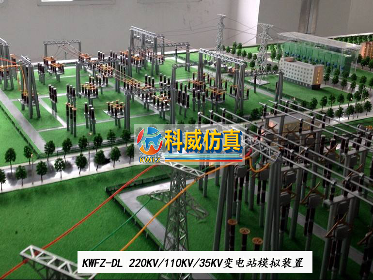 長沙科威模型制造220KV-110KV-35KV變電站模擬裝置、220KV有載調壓電力變壓器仿真模型、電力輸變電系統工藝流程實訓沙盤KWDL-SX9米X2米