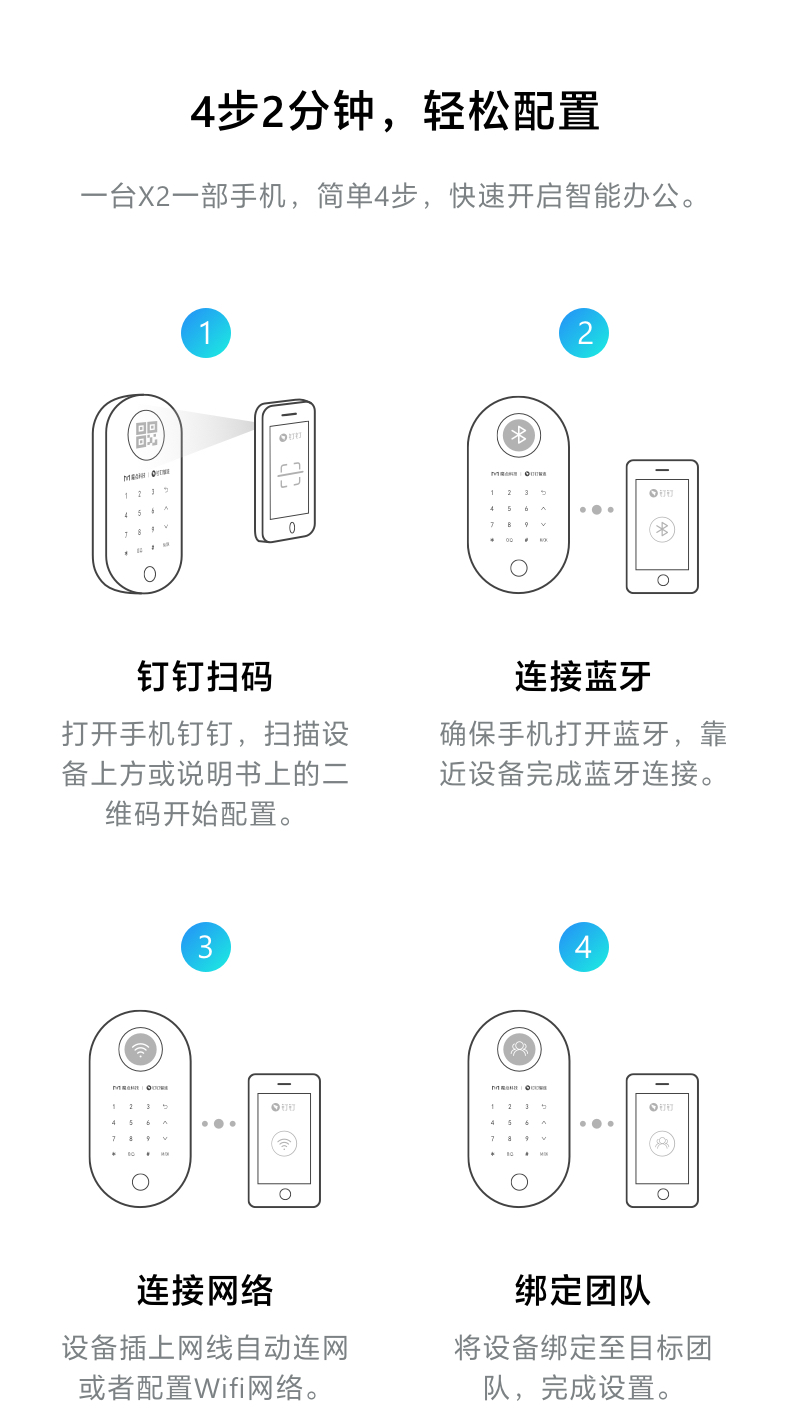 釘釘魔點X2智能指紋考勤門禁機