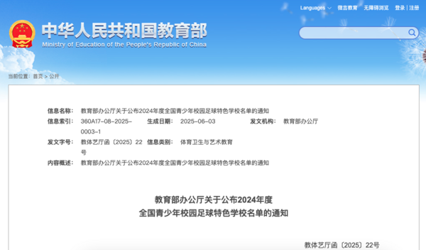 2024年度，全国青少年校园足球特色学校认定结果（5892所）