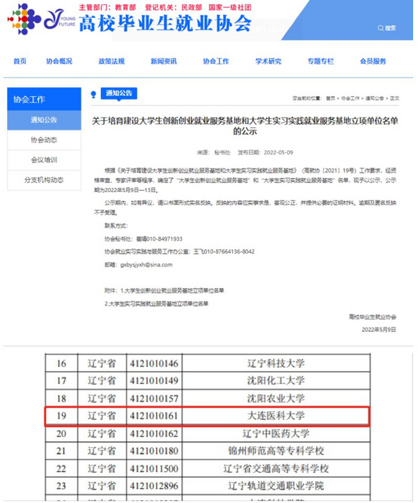 大连医科大学获批大学生创新创业就业服务基地立项单位