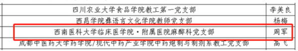 西南醫科大學臨床醫學院·附屬醫院麻醉科黨支部入選全國高?！半p帶頭人”教師黨支部書記“強國行”專項行動團隊