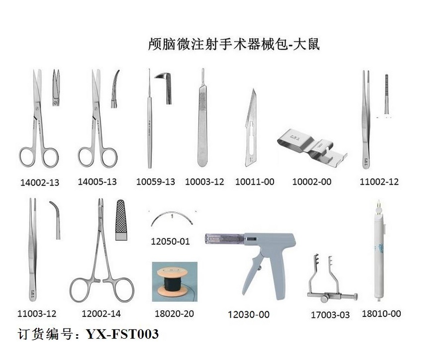FST大鼠顱腦微注射手術器械包