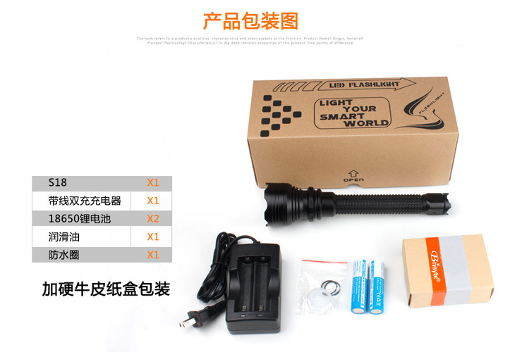 巡邏搜尋手電筒 Nitesun S18黑色加長筒強光遠射五檔照明夜晚巡查廠家批發